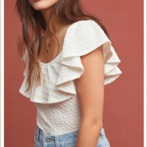 Anthropologie Textured Off-The-Shoulder Top | Color Ivory | Size XSP